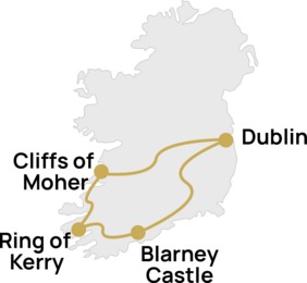 3 Day Wild Atlantic Way South West Tour Map